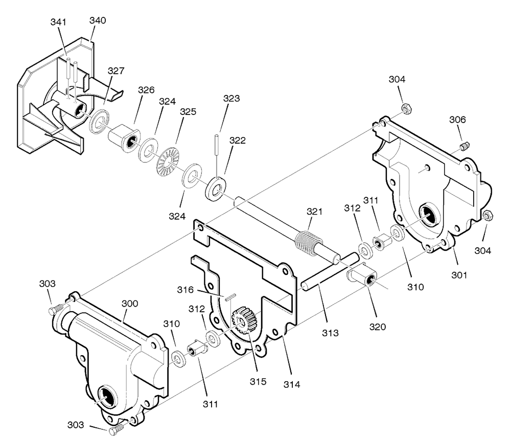 Gear Case Diagram and Parts List for 622505X0B 2004 Briggs and Stratton Snow Blower